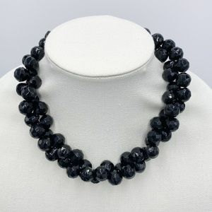 Black Beaded Statement Chunky Necklace